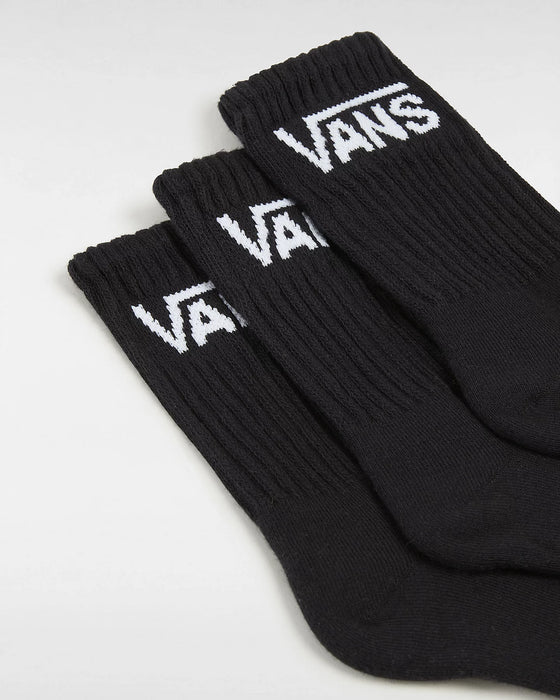 VANS - KIDS CLASSIC CREW SOCKS BLACK 3 PACK