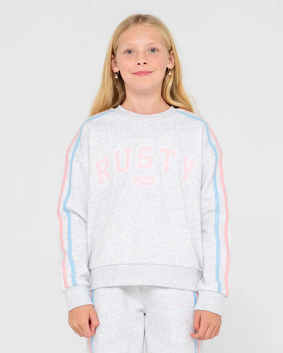 RUSTY - GIRLS TEAM VARSITY CREW FLEECE ECRU MARLE