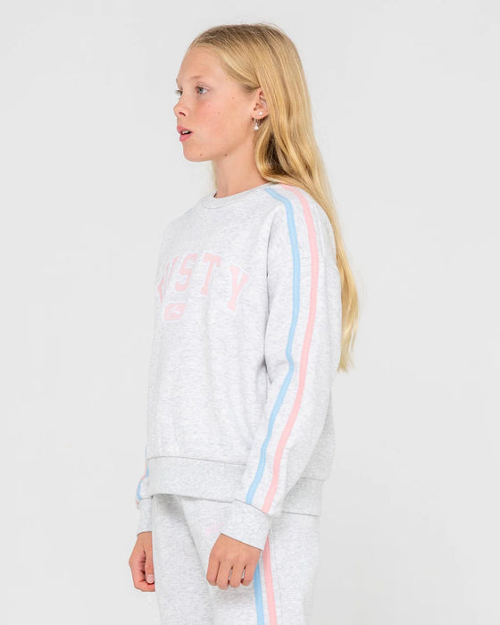 RUSTY - GIRLS TEAM VARSITY CREW FLEECE ECRU MARLE