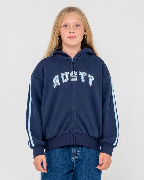 RUSTY - GIRLS TEAM VARSITY ZIP THROUGH HOOD NAVY