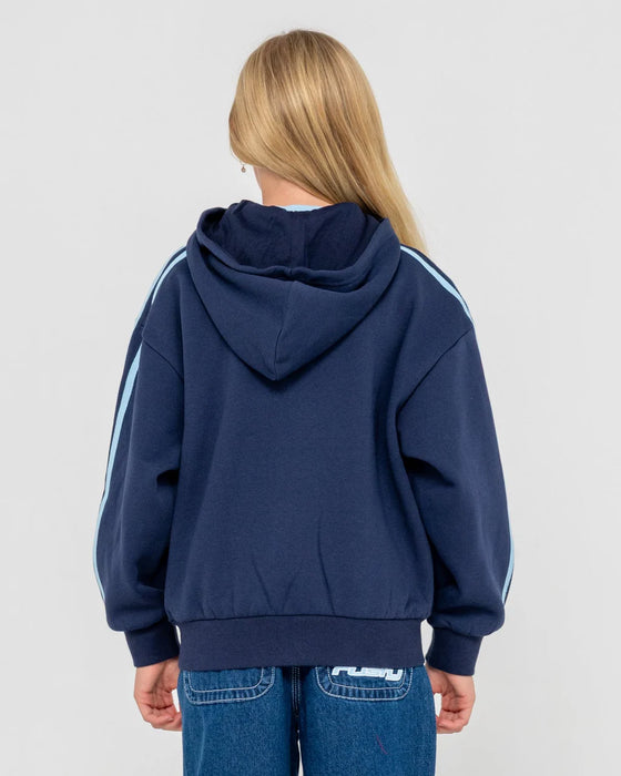 RUSTY - GIRLS TEAM VARSITY ZIP THROUGH HOOD NAVY