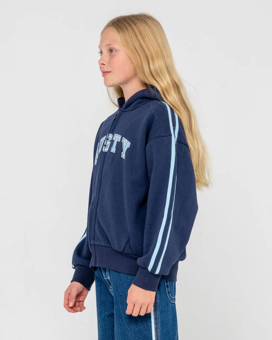 RUSTY - GIRLS TEAM VARSITY ZIP THROUGH HOOD NAVY