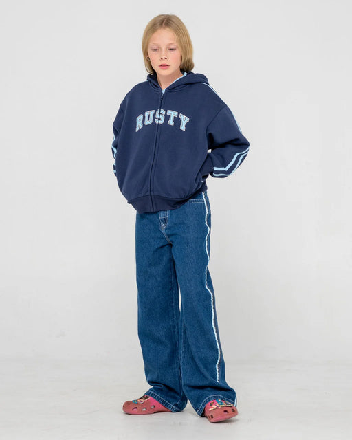 RUSTY - GIRLS TEAM VARSITY ZIP THROUGH HOOD NAVY