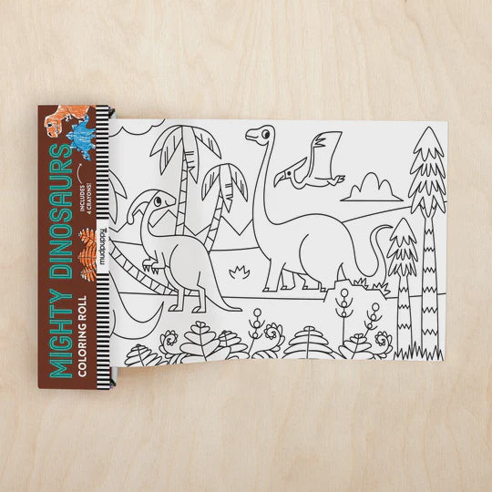 MIGHTY DINOSAURS MINI COLOURING ROLL