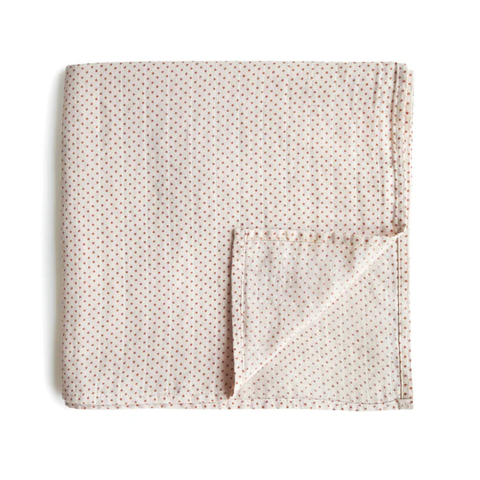 MUSHIE - EXTRA SOFT MUSLIN SWADDLE CARAMEL POLKA DOTS