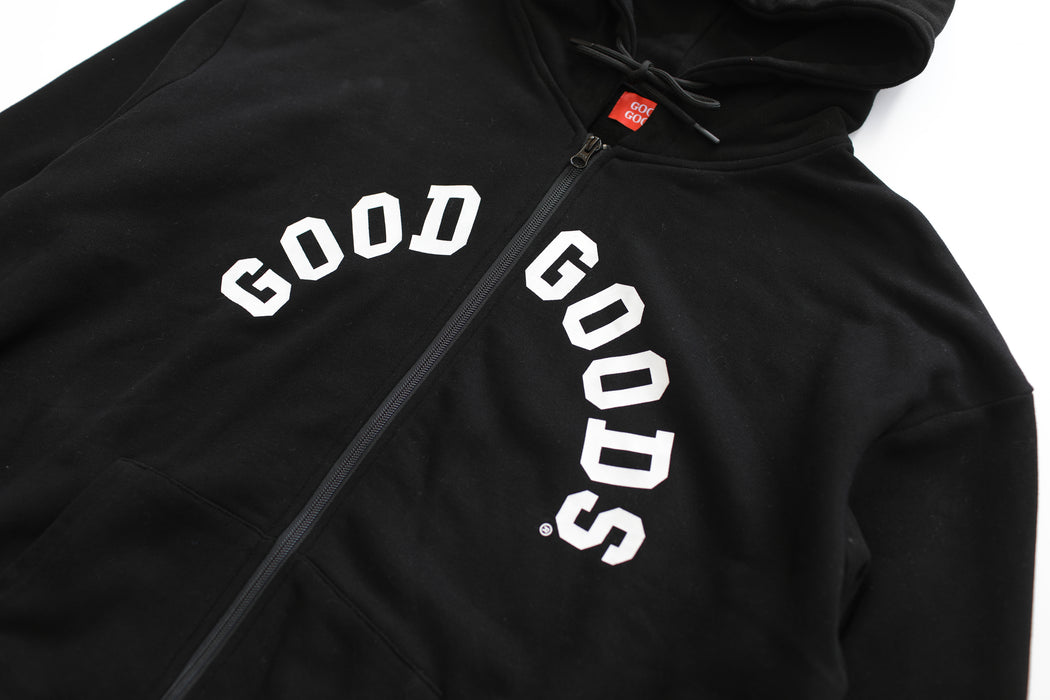 GOOD GOODS - DILLON ZIP HOOD VARSITY PRINT BLACK