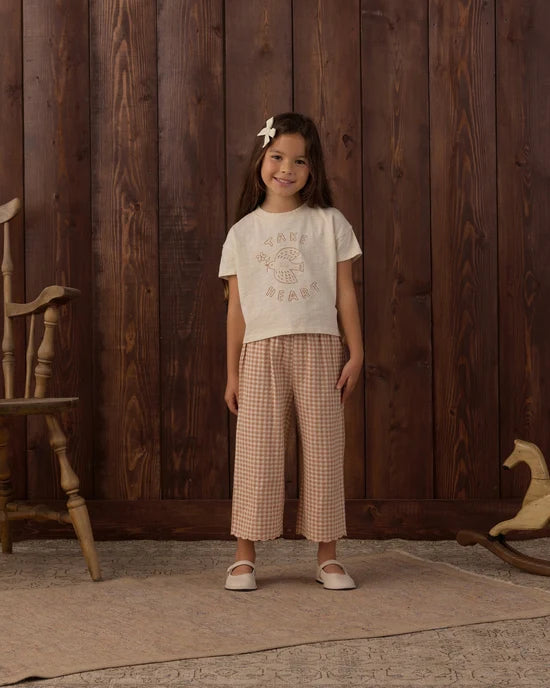 RYLEE + CRU - WIDE LEG PANT FAWN GINGHAM