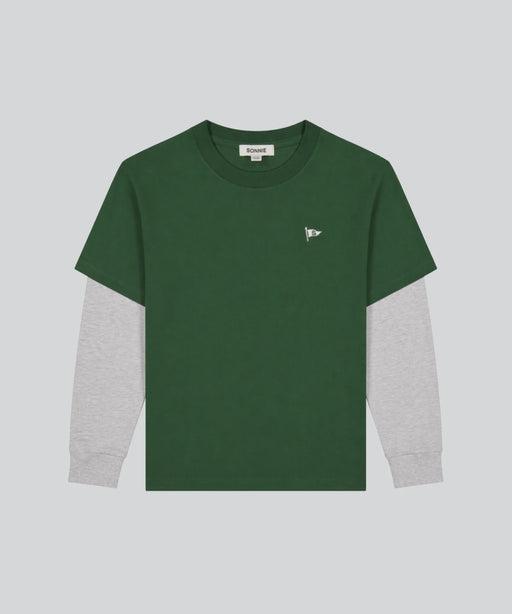 SONNIE - LONG SLEEVE TEE GREY FOREST GREEN