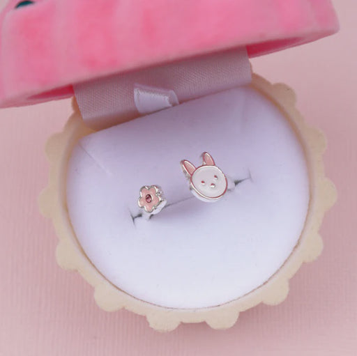 LAUREN HINKLEY - BUNNY FLOWER RING IN VELVET CUPCAKE BOX