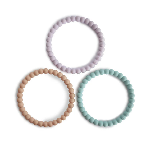 MUSHIE - PEARL TEETHING BRACLET LILAC CYAN & SOFT PEACH