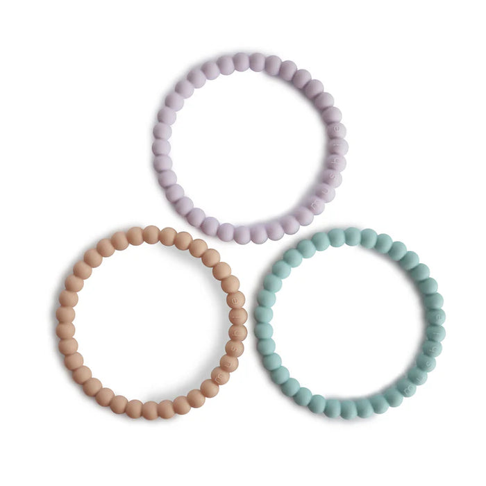 MUSHIE - PEARL TEETHING BRACLET LILAC CYAN & SOFT PEACH
