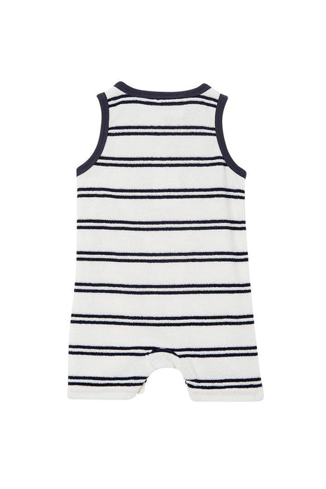 MILKY Terry Towelling Henley Romper - Off White - The Kids Store