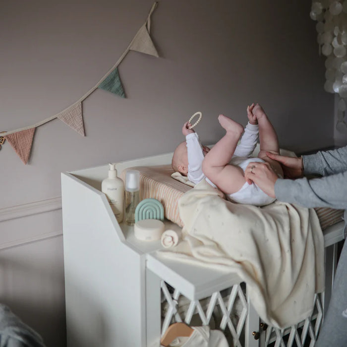 MUSHIE - PEARL TEETHING BRACLET LILAC CYAN & SOFT PEACH