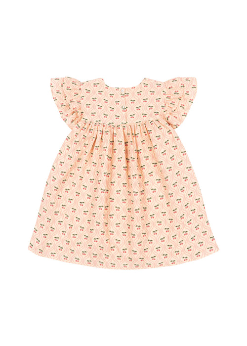KONGES SLOJD - COCO DRESS GOTS CHERRY PINK MOTIF