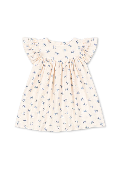 KONGES SLOJD - COCO DRESS GOTS BOW BLEU