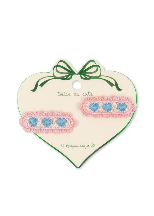 KONGES SLOJD - HEART EMBROIDIDERY HAIR CLIP BUTTERCREAM