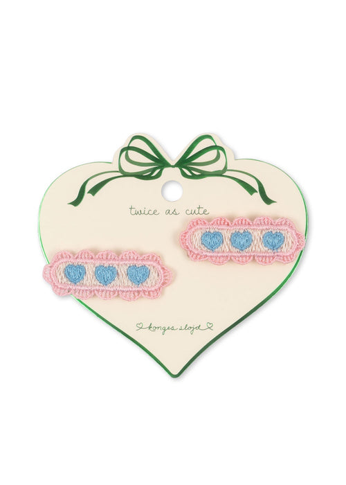 KONGES SLOJD - HEART EMBROIDIDERY HAIR CLIP BUTTERCREAM