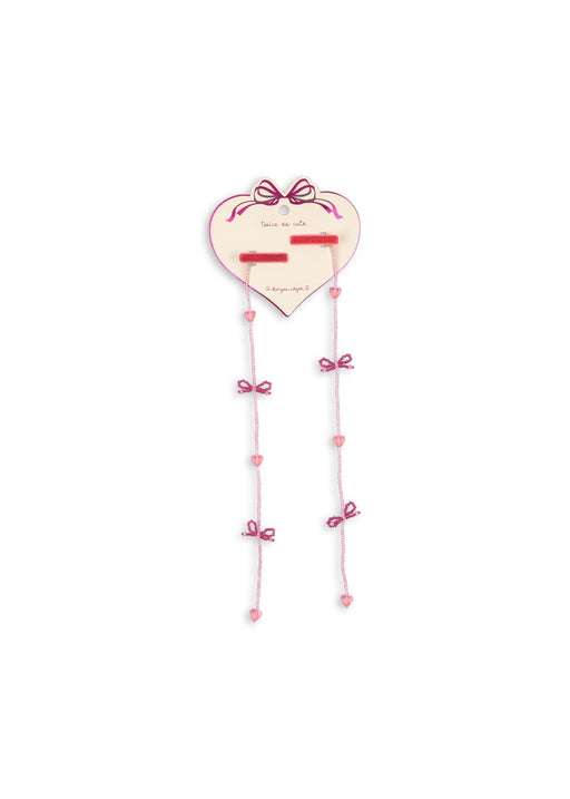 KONGES SLOJD - PEARLY TASSEL HAIR CLIP 2 PACK PINK BOW