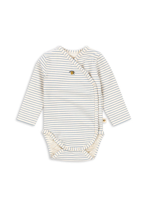 KONGES SLØJD - LS KIMONO BODYSUIT STRIPE BLUIE