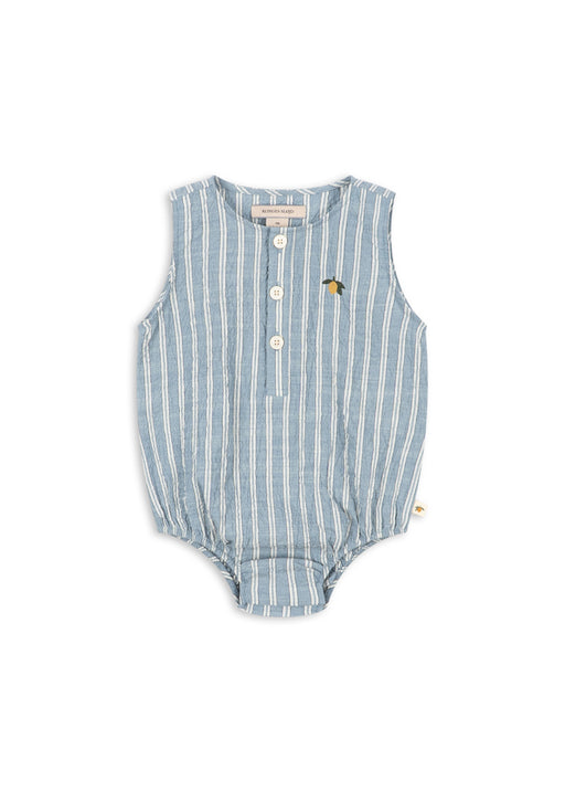 KONGES SLØJD - ELLIOT ROMPER GOTS TRIO BLEU STRIPE