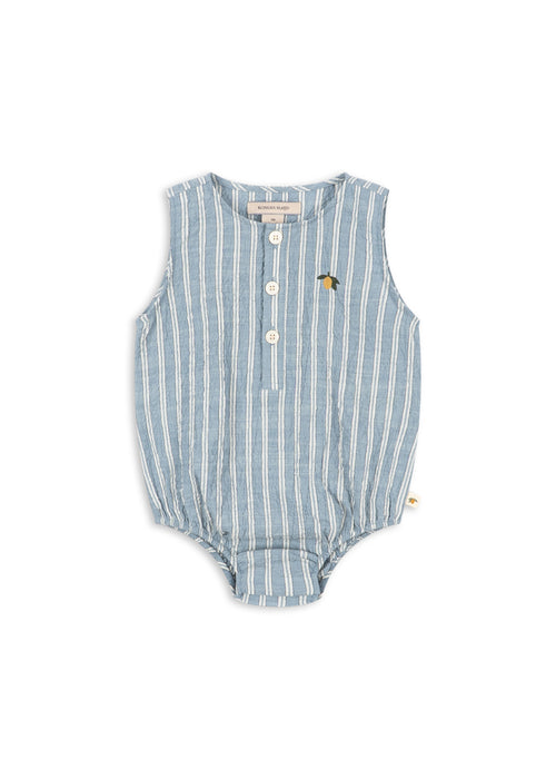 KONGES SLØJD - ELLIOT ROMPER GOTS TRIO BLEU STRIPE