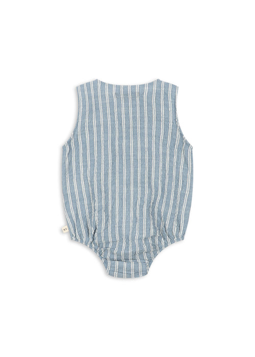 KONGES SLØJD - ELLIOT ROMPER GOTS TRIO BLEU STRIPE