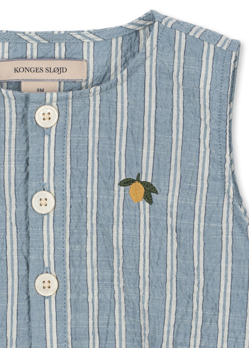 KONGES SLØJD - ELLIOT ROMPER GOTS TRIO BLEU STRIPE