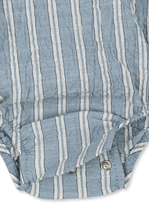 KONGES SLØJD - ELLIOT ROMPER GOTS TRIO BLEU STRIPE