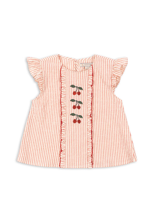 KONGES SLØJD - ELLIE FRILL TOP GOTS AMOUR STRIPE