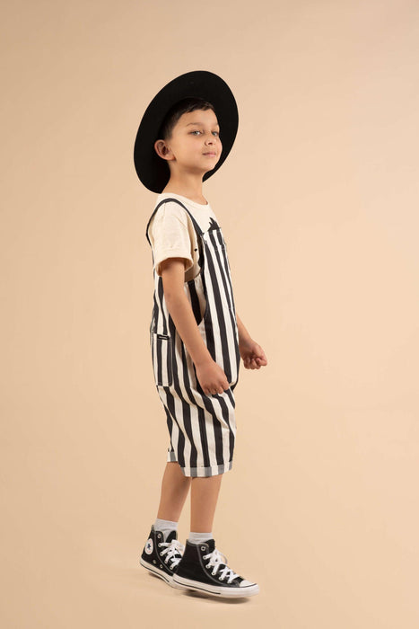 ROCK YOUR KID Stripe Overalls - Black/Cream Stripe - The Kids Store