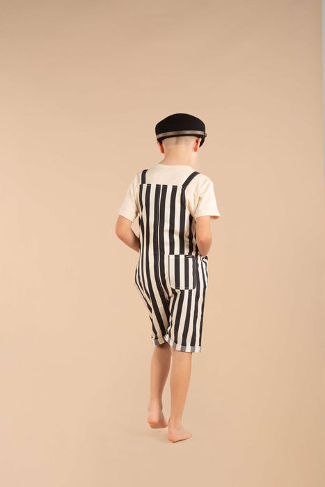ROCK YOUR KID Stripe Overalls - Black/Cream Stripe - The Kids Store