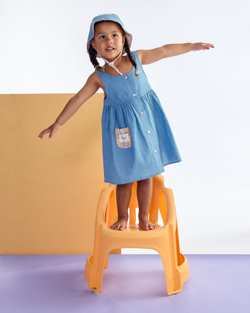 KAPOW - RAINBOW PLAID SLEVELESS DRESS