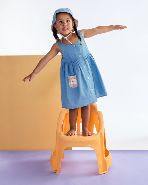 KAPOW - RAINBOW PLAID SLEVELESS DRESS