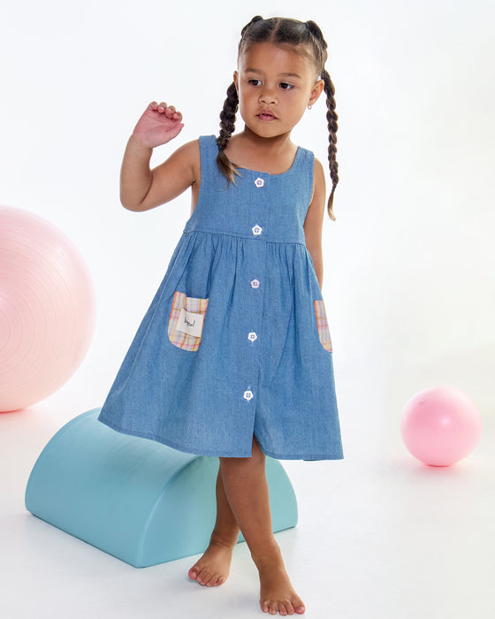 KAPOW - RAINBOW PLAID SLEVELESS DRESS