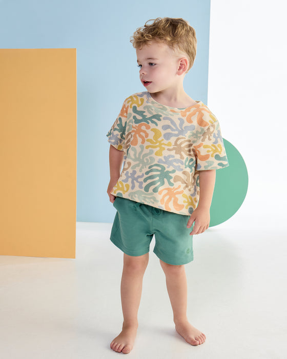 KAPOW - CORAL WAFFLE BOXY TEE