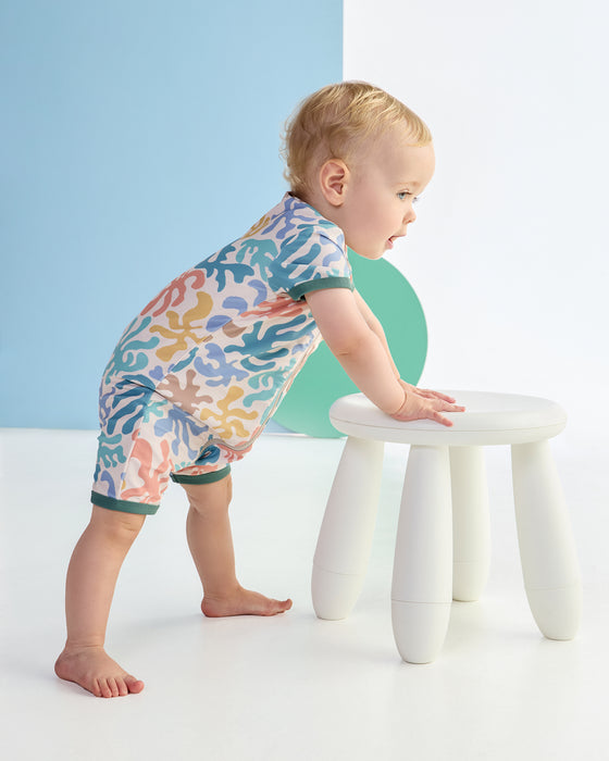 KAPOW - CORAL SHORT SLEEVE SWIMSUIT