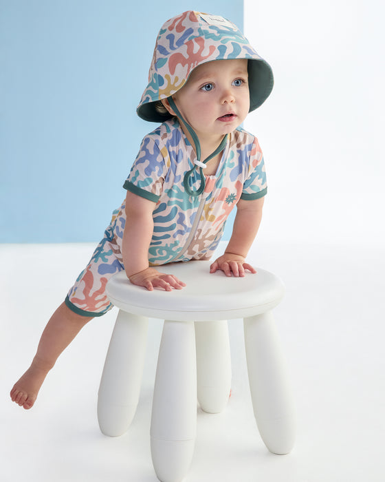 KAPOW - CORAL SHORT SLEEVE SWIMSUIT