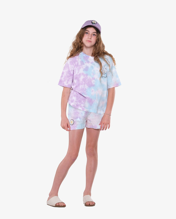 THE GIRL CLUB Shorts Poplin Cotton - Lavender Tie-Dye - The Kids Store