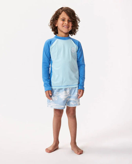 RIP CURL - ICONS UV BRUSHED LS RASH TOP BLUE GUM