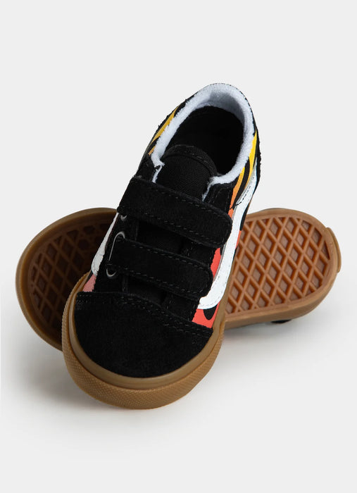 VANS - TODDLER OLD SKOOL V FLAME BLACK/GUM