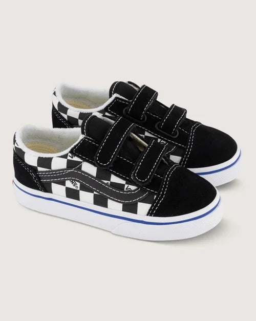 VANS - TODDLER OLD SKOOL V LOGO CHECK BLK/WHT