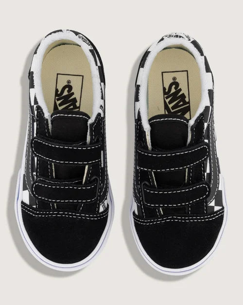 VANS - TODDLER OLD SKOOL V LOGO CHECK BLK/WHT