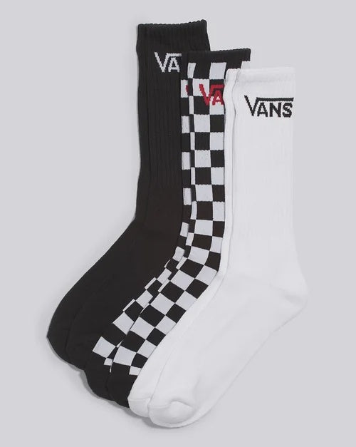 VANS - CLASSIC CREW SOCK PACK SZ 6.5-9 BLACK WHITE