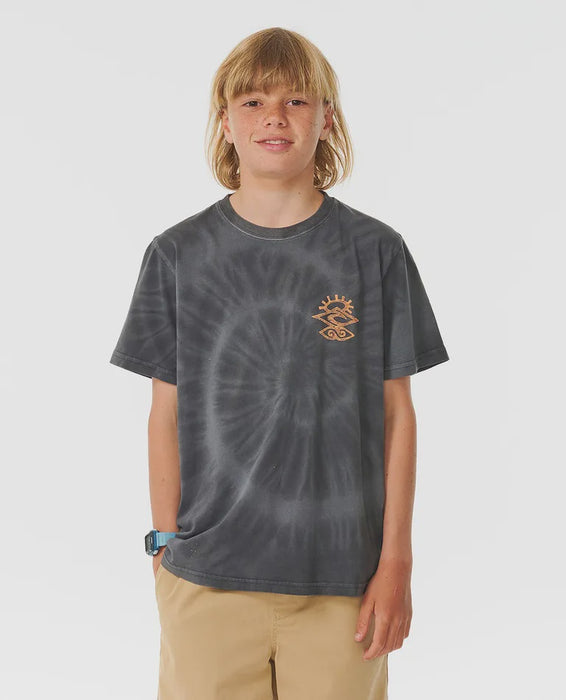 RIP CURL SHRED ROCK TIE DYE TEE - WASHED BLACK