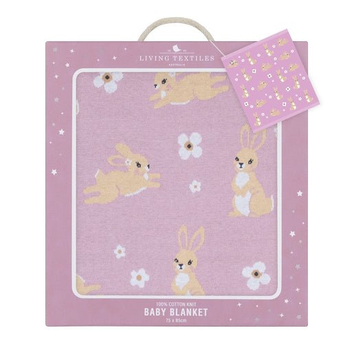 LIVING TEXTILES Cotton Knit Baby Blanket - Bunny/Lilac