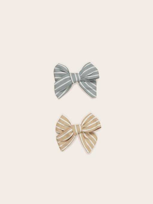 HUXBABY STRIPE 2PK HAIR BOW TEAL BISCUIT - The Kids Store