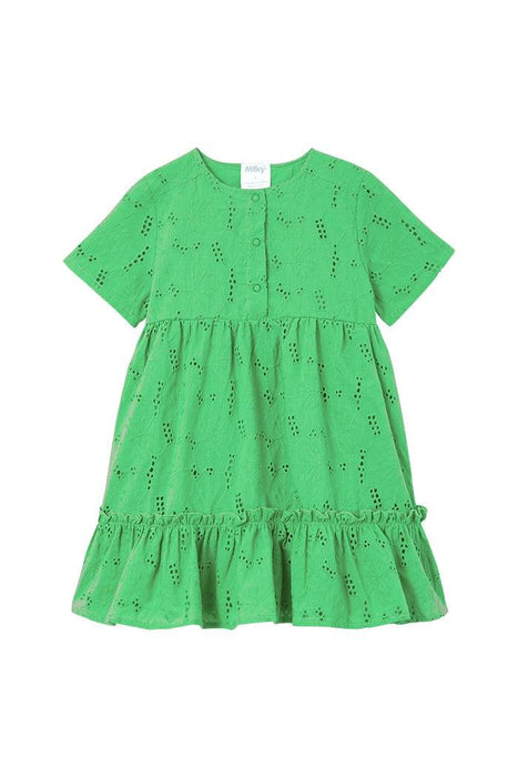 MILKY Broderie Dress - Green - The Kids Store