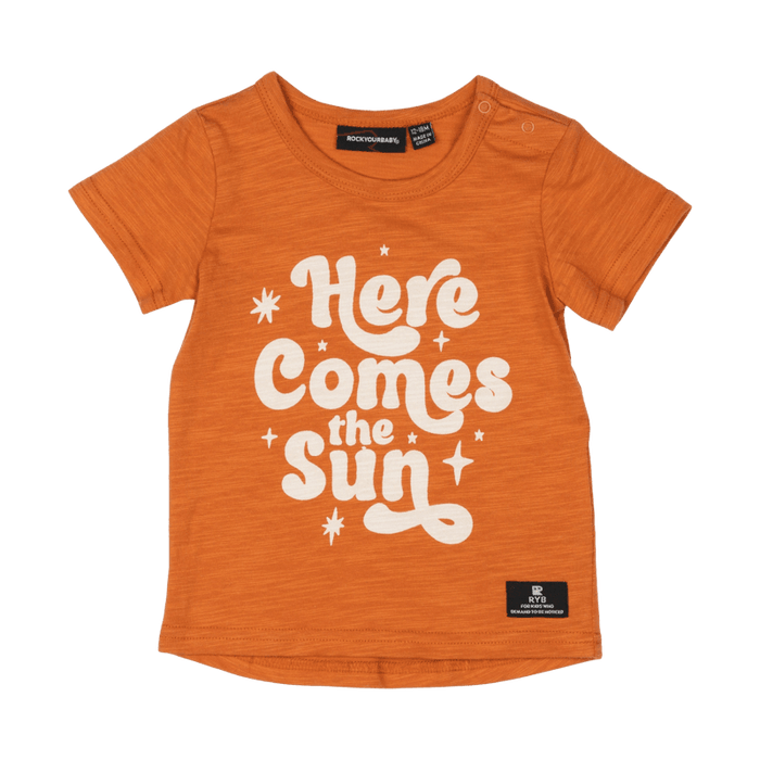 ROCK YOUR KID Here Comes The Sun Baby T-Shirt - Tan - The Kids Store