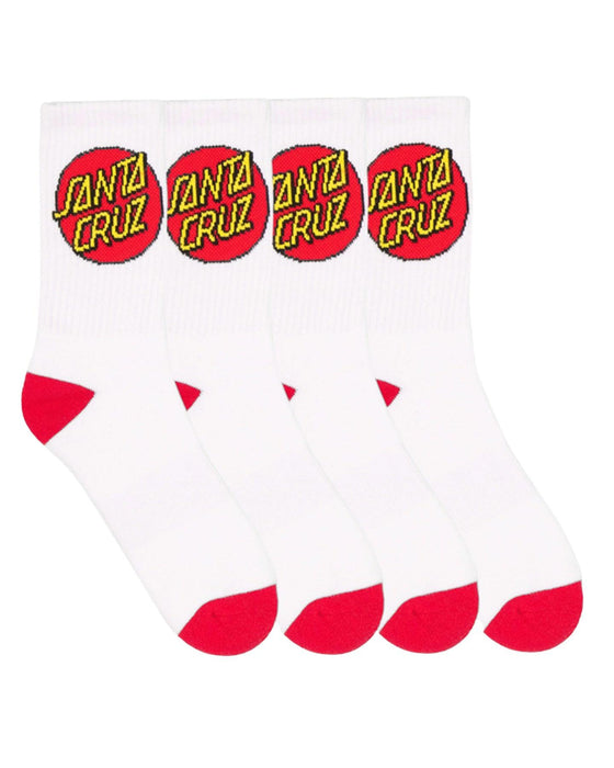 SANTA CRUZ Crew Socks - 4 Pack - Classic Dot - White - The Kids Store