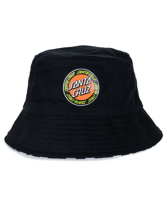SANTA CRUZ Reversible Bucket Hat - Outer Ringed Dot - Black/Check - The Kids Store